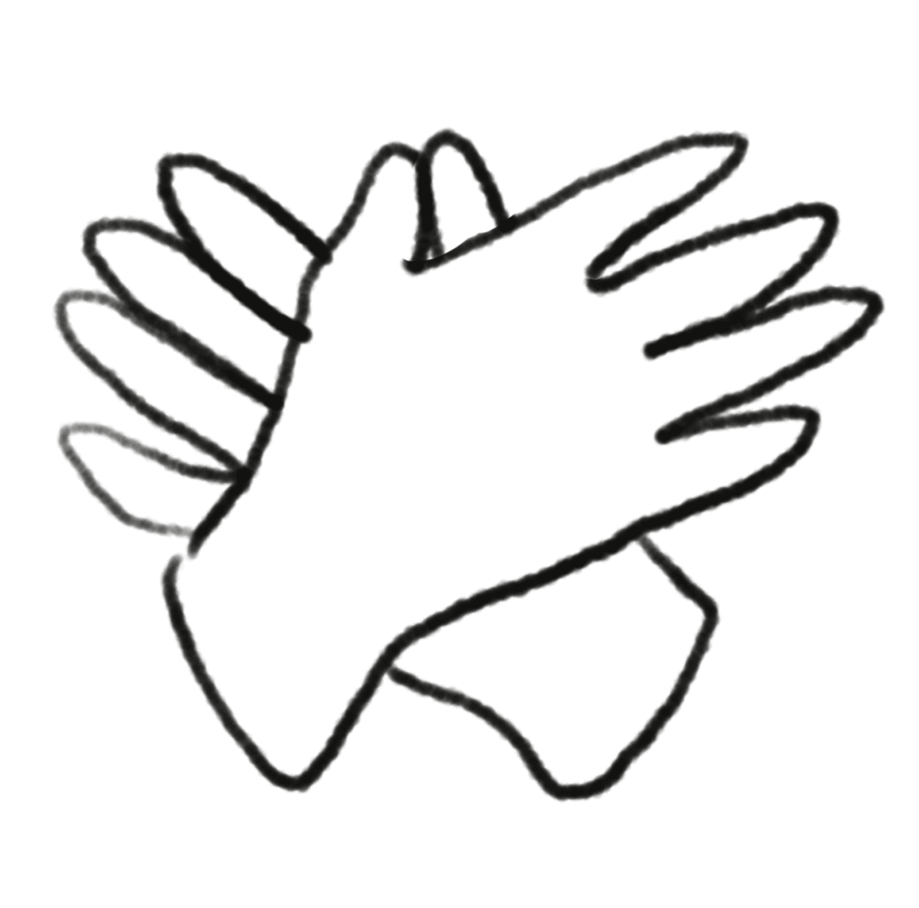 illustration of two hands crossing over in a butterfly hug posture
